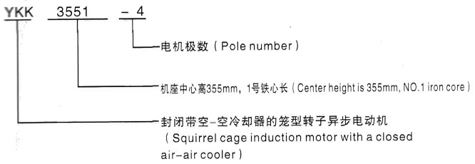 YKK系列(H355-1000)高压三相异步电机开云官方端网站登录入口型号说明
